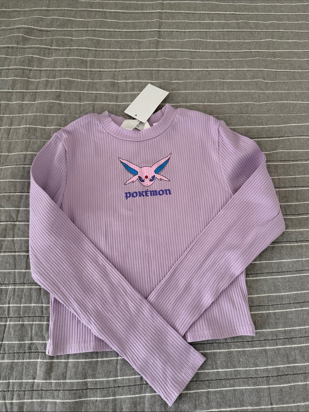 H&M Lavender Ribbed Long Sleeve Pokémon Espeon Top